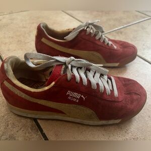 PUMA Roma Classic Gum Suede Leather Retro Red Sneakers VTG 1960s Womens Sz 7